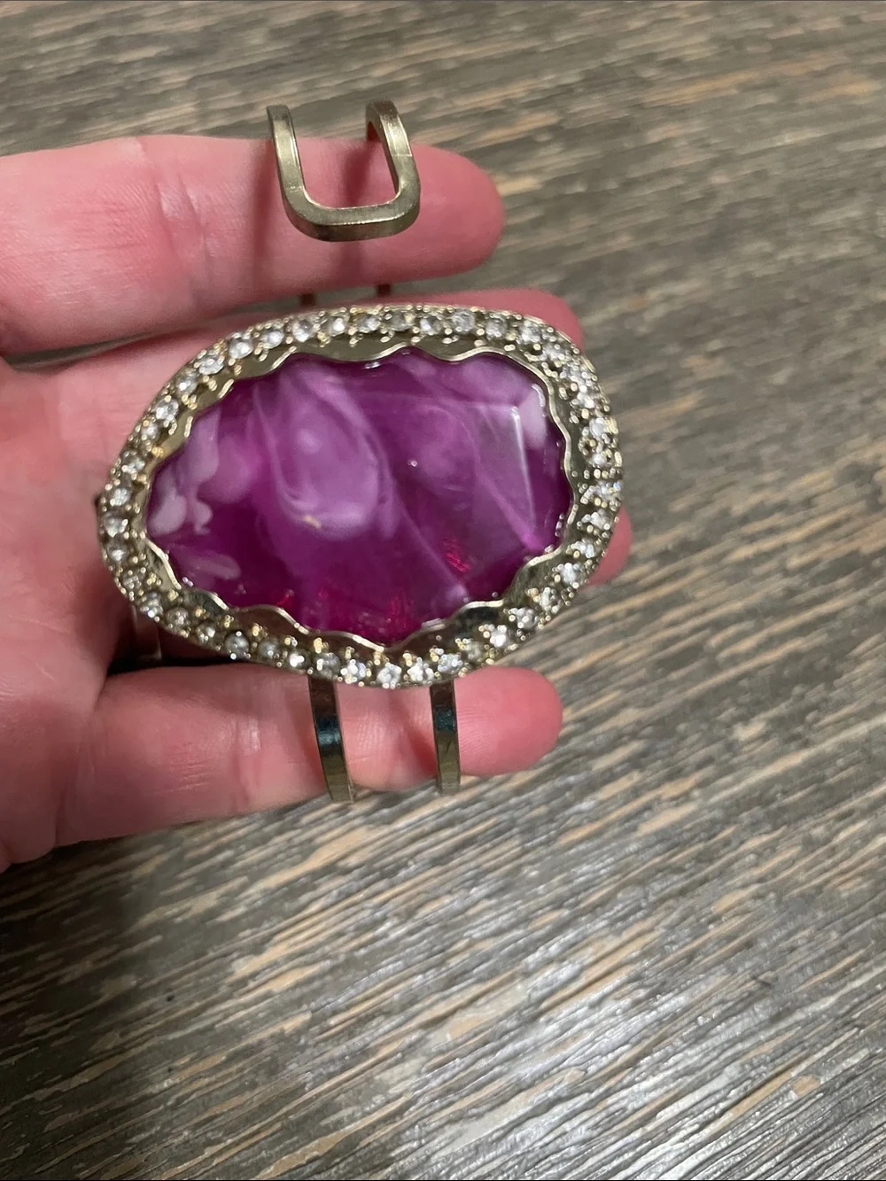 Pink Stone Crystal Accent Cuff Bracelet by